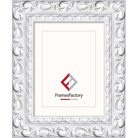 Cornice portafoto decorativa Kona bianca, 18 × 18 cm, in stile barocco. (1/5)