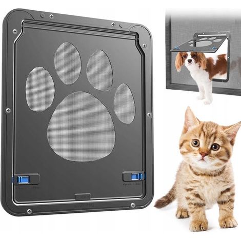 Haustiertür – Hundeklappe – Magnetische Fliegengittertür – Katzenklappe – Haustier-Fliegengittertür – Mit Schloss und Fliegengitter – Automatischer Schließmechanismus – Für Katzen und Hunde – Für den 