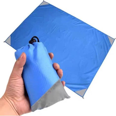 Manta de picnic, manta de playa, manta de camping, actividades al aire libre, impermeable y resistente a la arena, 200 x 210 cm, azul (1/5)
