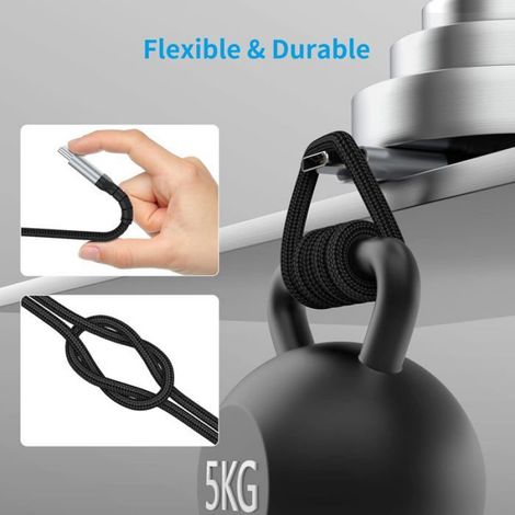 Câble USB C - 0,5 M - Tressé Nylon - Charge Rapide 3 A - Compatible Samsung Galaxy S21 S22 S23 Note 20 - Lot De 3 (1/5)
