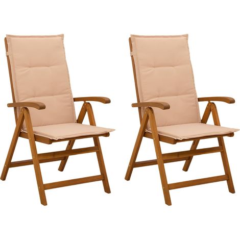 Reclining Garden Chairs 2 pcs Natural Solid Acacia Wood vidaXL (1/5)