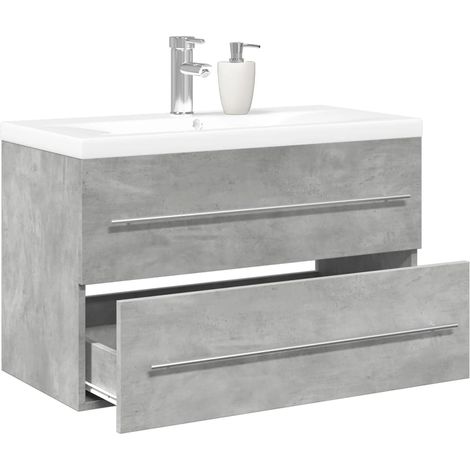 2-tlg. Badmöbel-Set Betongrau Holzwerkstoff