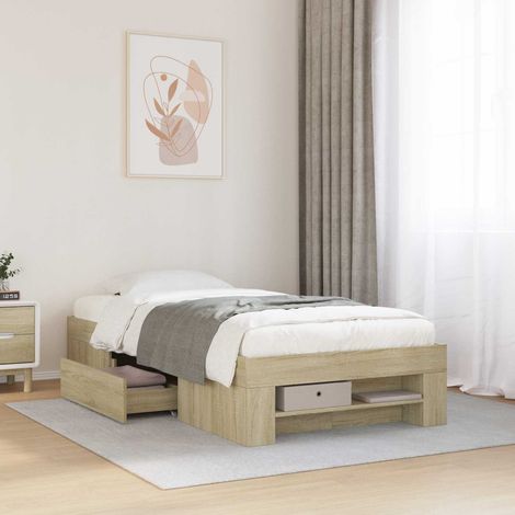 Cadre de lit avec rangement 80 x 200 cm en bois d’ingénierie chêne Sonoma, 36.7kg - PANGIVO (1/5)