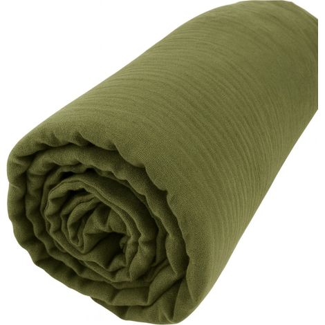 Drap Housse Gaze de coton - Bonnet 30 Cm - Plusieurs Tailles - Plusieurs Coloris - 200x160cm - Kaki