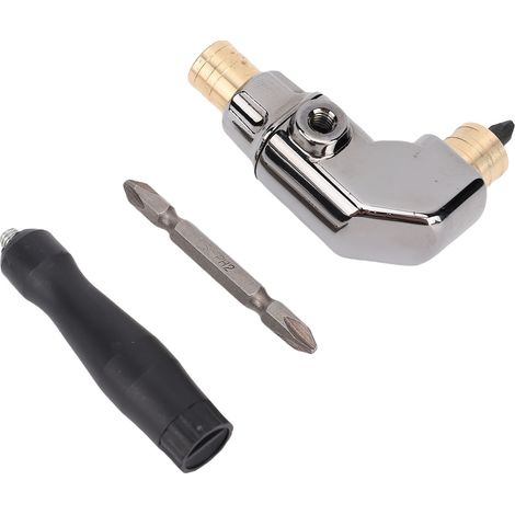 Kit adaptateur d'angle 90° pour perceuse, corps 100% métal, renvoi d'angle avec poignée en acier Cr-V, compatible visseuse à chocs (1/5)