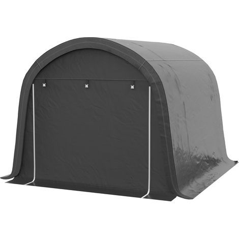 Outsunny Tenda Garage con 2 Ingressi a Zip e Copertura Rinforzata Grigio