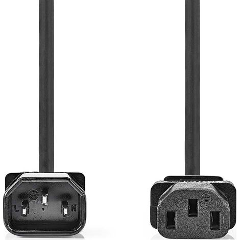 Cable Alimentación IEC-320-C14 IEC-320-C13 Recto Recto Niquelado 5.00 m Redondo PVC Negro Label (1/2)