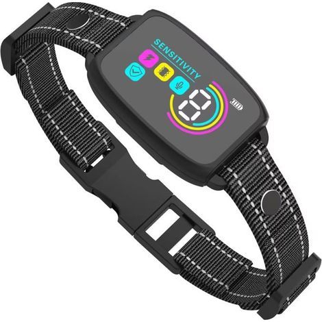 BelleRise - Intelligentes, wiederaufladbares Antibellhalsband - Trainingshalsband mit 8 Empfindlichkeitsstufen, Piepton- und Vibrationsmodus (Schwarz) (1/5)