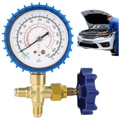 Manomètre de pression pour climatisation - Étanche, de précision et renforcé Valve de charge de réfrigérant pour climatisation - Idéale pour voiture, maison, bureau, chambre d'hôtel, dortoir et techn (1/5)