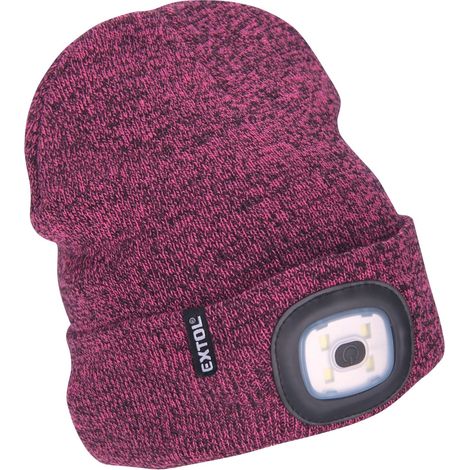 Extol Helm mit Stirnlampe 4x45lm, USB-Ladefunktion, lila/schwarz, Einheitsgröße 43461