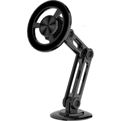 Supporto magnetico per telefono da auto con base flessibile, accessori retrattili per cruscotto e sistema di navigazione in metallo. (1/5)