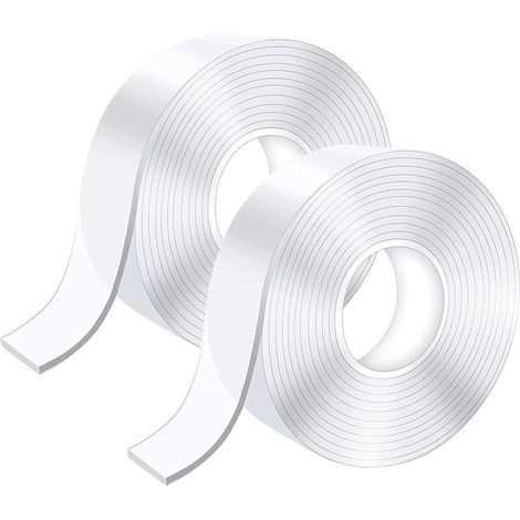 5M Doppelseitiges Klebeband Extra Stark, Transparentes Waschbares Dünnes Nano-Klebeband, , 2 Stück (1MM3CM5M) (1/4)
