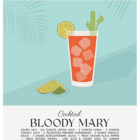 Tableau sur toile cocktail Bloody Mary 30x30 cm - Impression sur Toile Murale Décorative - Image imprimée en HD sur Toile - Toile sur Châssis en Bois FSC - Fabriqué en France (1/5)