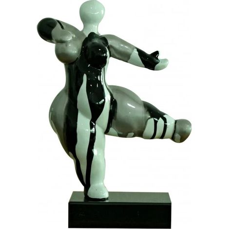 Statue femme dansant avec coulures gris / noir H33 cm - LADY DRIPS 02