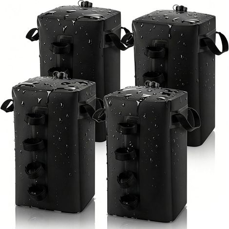 Lot de 4 Poids pour Tonnelle, 25L Remplissables Eau ou Sable, Housses Réutilisables Anti-Vent pour Pieds de Gazebo/Pop-Up Tente/Tente de Fête/Tentes de Jardin, 24 45cm, Noir (1/5)