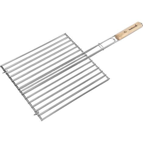 Double grille rectangulaire - Chrome et bois - 36 x 34 cm (1/2)