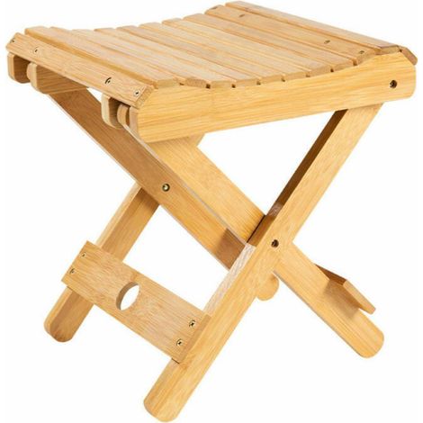 Tabouret pliant en bambou petit tabouret de douche banc portable adapté au spa sauna de salle de bain, hauteur 31,5 cm sunflower (1/2)