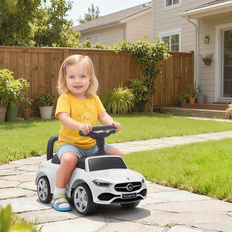 Voiture électrique Mercedes-Benz pour enfants sous licence, avec klaxon et espace de rangement, 65 x 28 x 39 cm, blanche (1/5)