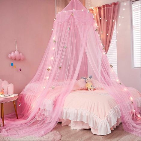 Filiyano-Ciel de lit princesse, rideau de lit étoilé, ciel de lit étoilé, moustiquaire, cabane de jeu, ciel de lit dôme blanc, décoration de chambre (1/4)