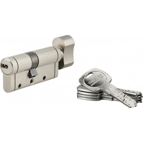 THIRARD - Cylindre de serrure à bouton Trafic 12, 40Bx30mm, nickel, anti-arrachement, anti-perçage, anti-casse, 5 clés - THIRARD
