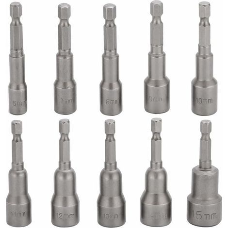 Ensemble de 10 Têtes Magnétiques, de Tournevis, 6-15mm,Style 1 (1/4)