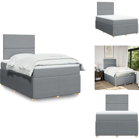 Sommier à lattes de lit avec matelas Gris clair 120x200cm Tissu - Sommier À Lattes De Lit - Sommiers À Lattes De Lit - Lit - Meuble De Chambre À Coucher (1/5)