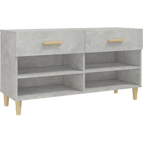 Meuble à chaussures, gris ciment, 102x35x55 cm, bois d'ingénierie. (1/5)