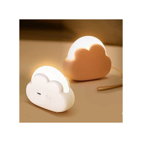 Lot 2 veilleuses bébé rechargeables USB, nuage LED blanc et rose avec 4 intensités lumineuses, veilleuse enfant dimmable pour aider au sommeil, cadeau enfant (1/5)