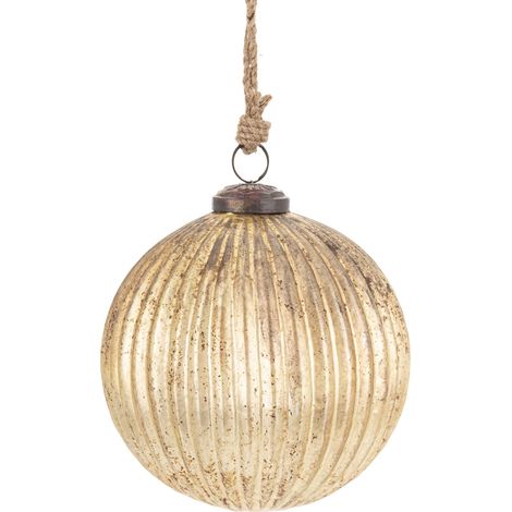 Boule de Noël en verre de Delhi, dorée, 14,5 x 12 x 12 cm, motif 1 (1/5)