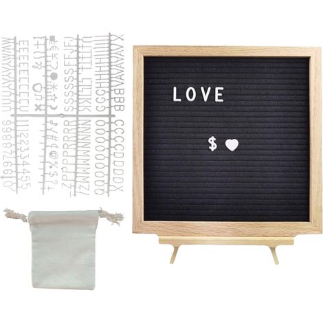 Felt Letter Board Wooden Frame with Customizable Felt, Rustic