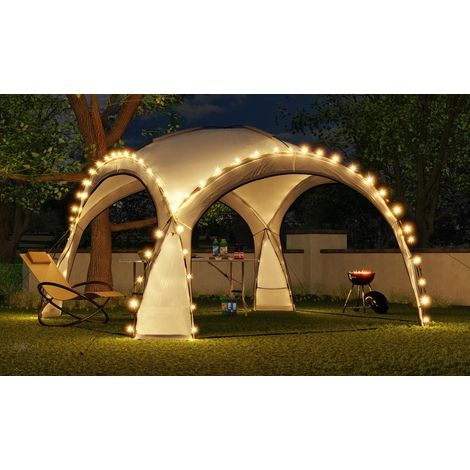 Bc-Elec – Tonnelle de jardin 3.5x3.5m HOPWLED35G avec éclairage LED et capteur solaire – Matériaux résistants à l'eau – Hauteur 2,3m
