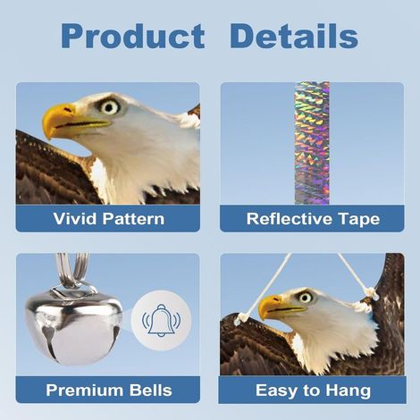 Lot de 2 répulsifs Anti-Oiseaux pour Balcon - Aigle Suspendu Plat - Répulsif Contre Les Pigeons - Chouette en Plastique avec Bande Anti-Oiseaux (1/5)