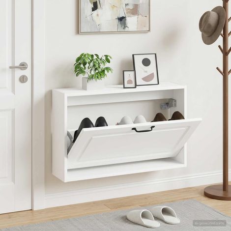 vidaXL Wall-Mounted Shoe Cabinet UTRECHT 71 x 17 x 43 cm White (1/5)