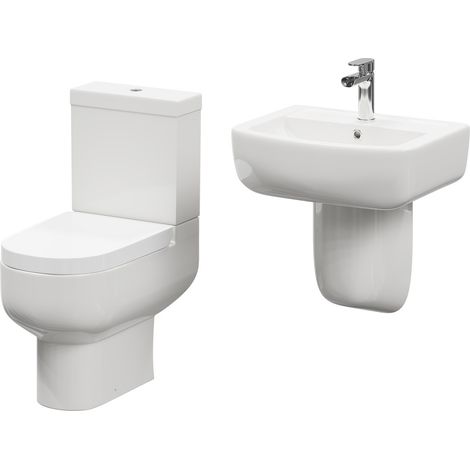 Wholesale Domestic Marlow 550mm Semi Pedestal Basin and Toilet Suite (1/5)