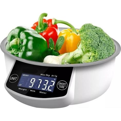 Bilancia da cucina digitale con display per alimenti, alta precisione bianco