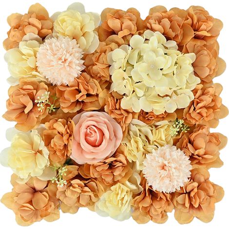 Künstliche orangefarbene Wandpaneele mit Seidenhortensien, für Heimdekoration, Hochzeiten, Geburtstage, Partys (1/2)