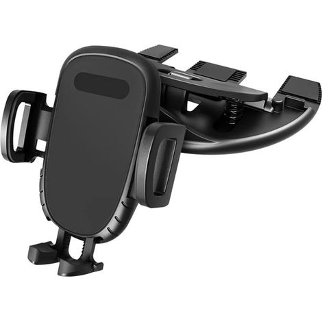 Support de téléphone pour voiture, compatible avec les lecteurs CD. Fixation magnétique ou par simple pression d'un bouton. Revêtement en silicone et rotation à 360°. (1/5)