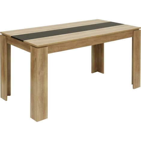 Table de salle à manger rectangle 6 personnes avec 140cm - Noir (1/5)