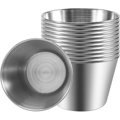Ensemble de 12 saucières en acier inoxydable brossé - 70 ml (1/2)