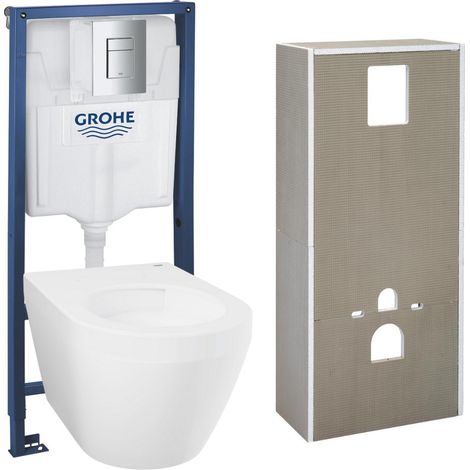 Solido + Pack WC con bastidor de soporte 4 en 1 + WC suspendido sin brida Grohe con tapa SoftClose + placa (GRGRWR01-IN) (1/5)