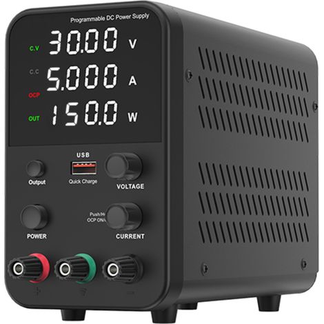 Fuente de alimentación de laboratorio de CC de 30 V 5 A regulada CV/CC – Pantalla digital, puerto USB, codificador de ajuste (1/5)