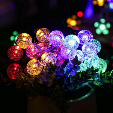 Guirlande Lumineuse Solaire - Boules LED Étanches IP65 - Pour Jardin Extérieur Décoration Noël - 5 M 20 Ampoules ou 6,5 M 30 Ampoules (1/5)