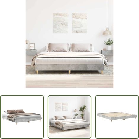 vidaXL Sommier à lattes - Cadre de lit sans matelas gris béton 200x200 cm bois ingénierie (1/5)