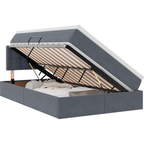 Maison Exclusive - Letto con Contenitore Grigio scuro 120 x 190 cm Velluto