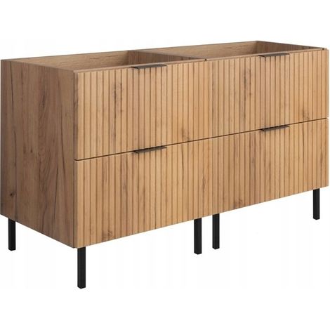Rodan Waschbeckenunterschrank 120 cm, Braun Matt und Goldene Eiche, 46 x 120 x 77 cm, MDF, feuchtraumgeeignet, Badmöbel