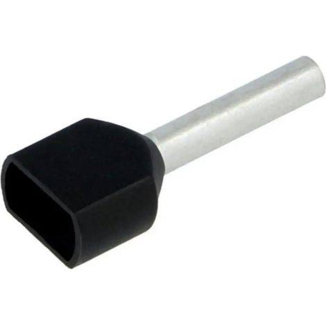 Puntera Hueca Preaislada Doble Cable 1,5mm² Longitud 12mm Negro Bm00657