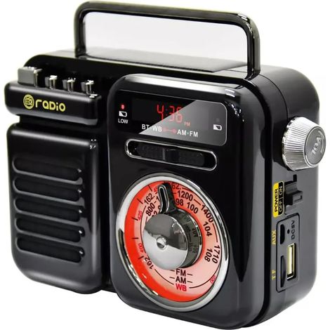 Mouvement manuel radio d'urgence AM FM avec lampe de poche Noir (1/5)