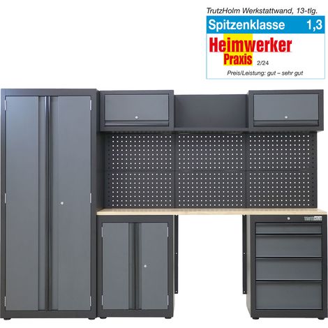 Werkstattwand 13-tlg. Modulares Werkstattschranksystem aus Stahl Werkstatteinrichtung in anthrazit (1/5)