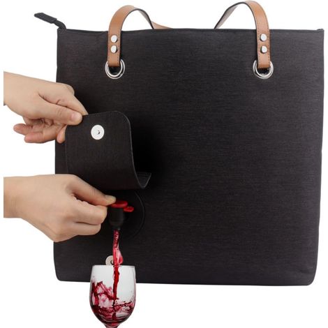 Sac à vin, sac à vin avec distributeur de boissons, sac isotherme petit porte-bouteilles, sac distributeur de vin portable pour camping, jeu, voyage, fête, pique-nique (1/5)