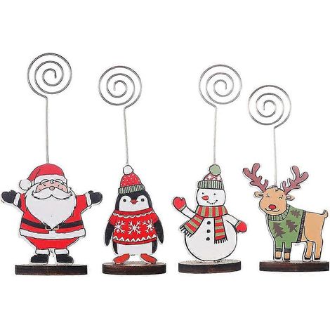 Lot de 4 porte-mémos de table mignons pour Noël - Support de bureau pour mémos et notes. (1/5)